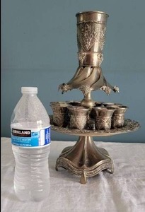 lot 30 image: Ornate Kiddush Wine Fountain Pedestal Service