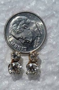 lot 3 image: 14K Double Diamond Pierced Stud Earrings