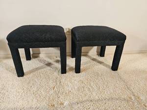 lot 45A image: Post Modern Black Checker Striped Footstools