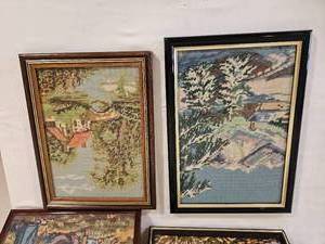 lot 130 image: Rural Mountain Life needlepoints
