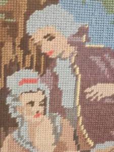lot 136 image: Courting French Couple Needlepoint