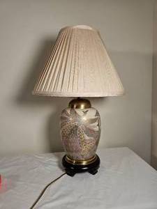 lot 54 image: Fredrick Cooper Postmodern Peacock Ginger Jar Lamp