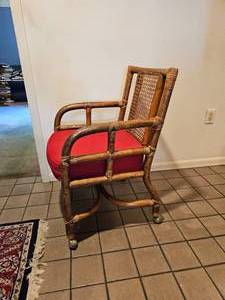 lot 125 image: Retro Rattan Rolling Office Chair