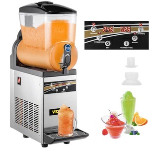 lot 55 image: VEVOR 527 oz. Silver Slushy 15 L Tank Commercial Margarita Machine 500-Watt Stainless Steel Snow Cone Machine