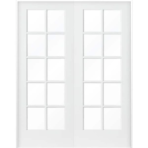 lot 105 image: Krosswood Doors 60 in. x 80 in. Craftsman Shaker 10-Lite Both Active MDF Solid Core Double Prehung French Door