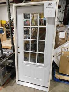 lot 77 image: JELD-WEN 36 in. x 80 in. 12 Lite Primed Steel Prehung Right-Hand Inswing Entry Door