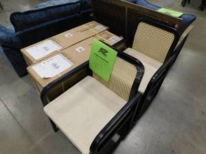 lot 117 image: JAYDEN CREATION Gilbert Black Modern Ratten Dining Chair with Removable Cushion (Set of 6)