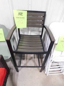 lot 132 image: Carnegy Avenue Gray Wash Aluminum Outdoor Bar Stool