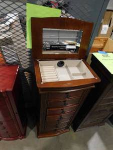 lot 147 image: HIVES HONEY Landry Walnut Jewelry Armoire 40 in. x 17.75 in. x 13 in.