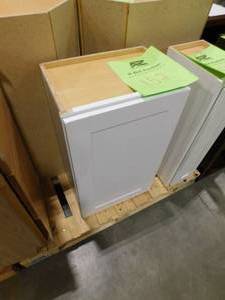 lot 152 image: Hampton Bay Shaker 18 in. W x 12 in. D x 30 in. H Assembled Wall Kitchen Cabinet in Satin White