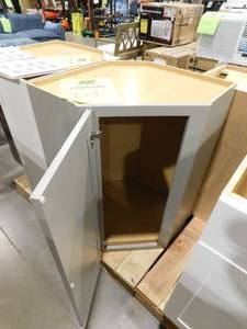 lot 159 image: Hampton Bay Westfield Dusk Gray Shaker Stock Assembled Corner Wall Kitchen Cabinet (24 in. W x 12 in. D x 36 in. H)