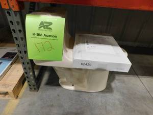 lot 172 image: Glacier Bay McClure 12 inch Rough In One-Piece 1.1 GPF1.6 GPF Dual Flush Elongated Toilet in Bone Seat Included
