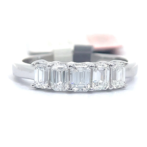 lot 11 image: NEW 1 Carat Emerald-Cut Diamond Five-Stone Ring in White Gold VIDEO