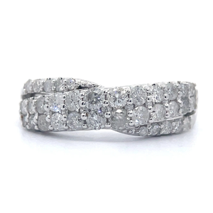 lot 18 image: 1 Carat Pave Diamond Crossover Ring in White Gold VIDEO