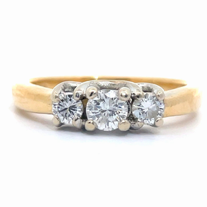 lot 26 image: Timeless 0.55 Carat Diamond Three-Stone Ring in 14k Two-Tone Gold Ring VIDEO