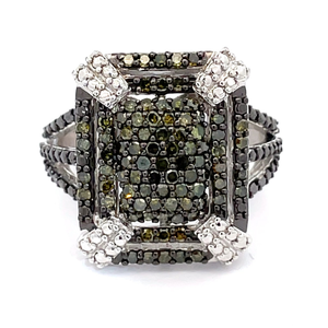 lot 32 image: 1 Carat Fancy Brown & White Diamond Pave Rectangular XL Statement Ring VIDEO