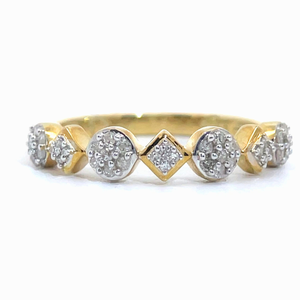 lot 57 image: 0.15 Carat Pave Diamond Geometric Stack Ring in Yellow Gold VIDEO