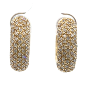 lot 5 image: 3 Carat Pave Diamond Wide Huggie Hoop Earrings in 14k Two-Tone Gold VIDEO