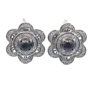 lot 20V image: Stauer Moissanite & Pave Diamond Flower Earrings VIDEO