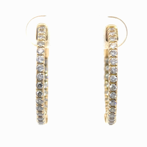 lot 25 image: Elegant 0.50 Carat Diamond Inside-Out Round Hoop Earrings in 14k Yellow Gold VIDEO