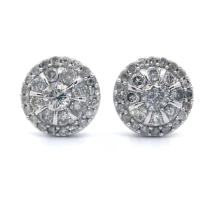 lot 29 image: 1 Carat Diamond Pinwheel Cluster Stud Earrings in White Gold VIDEO
