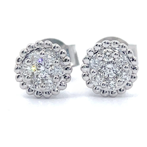 lot 40 image: NEW Glistening 0.25 Carat Diamond Cluster Milgrain Stud Earrings VIDEO