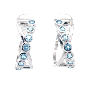 lot 52 image: Chic Bezel Blue Topaz Crossover X Hoop Earrings