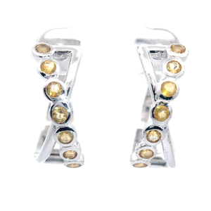 lot 55 image: Bezel Set 0.75 Carat Citrine Criss-Cross X Hoop Earrings