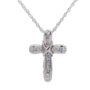 lot 43 image: Faithful 0.25 Carat Diamond Ribbon Cross Pendant Necklace