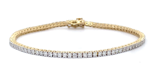 lot 7 image: Classic 3 Carat Diamond Tennis Bracelet in 14k Yellow Gold VIDEO