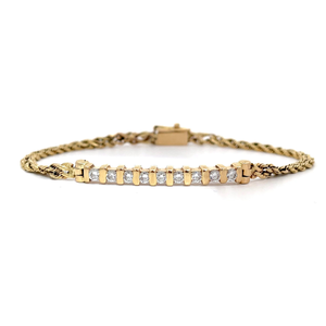 lot 21 image: 0.30 Carat Diamond Channel Bar Twisted Rope Half & Half Tennis Bracelet in 14k Yellow Gold VIDEO