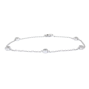 lot 33 image: Lightweight 0.50 Carat Diamond Bezel Station Bracelet in 14k White Gold