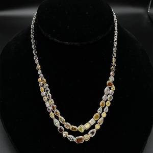 lot 7A image: 22.73 Carat Fancy Multi-Color Mixed Cut Diamond Double Layer Necklace in 18k Two-Tone Gold $142,380 - Appraisal Included