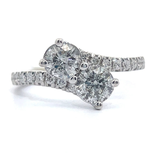lot 22A image: 1.43 Carat Diamond 2-Stone Curved Bypass Ring in 14k White Gold $9,300 - Appraisal Included VIDEO
