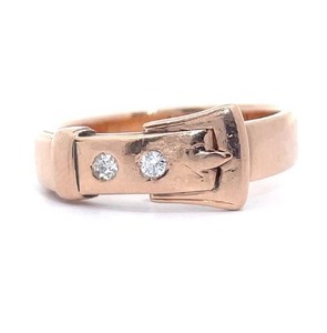 lot 64B image: Diamond Two-Stone Belt Buckle Stack Ring in 14k Rose Gold VIDEO