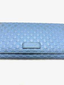 lot 11F image: Gucci Light Blue Micro Guccisima Long Wallet - Authentic $795 Retail