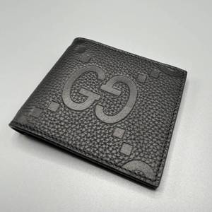 lot 21B image: Brand New Gucci Jumbo GG Black Leather Bifold Wallet - Authentic $590 Retail