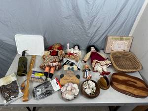 Collectible Dolls, Home Decor, Wine Bottle Wind Chime, Etc