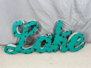 Recycled Metal 3-D Lake Sign