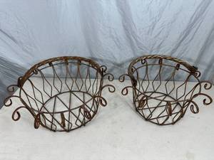 2 Metal Apple Baskets