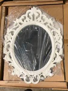 lot 18 image: StyleWell Kids Medium Vintage Oval Framed Bright White Mirror (23 in. W x 31 in. H)   Customer Returns See Pictures