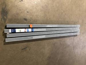 lot 28 image: Lot of NDS 2-14 in. x 6 ft. Slim Channel Drain Kit Gray Grates, End Caps, Outlets, Coupling and Anchor Clips  Customer Returns See Pictures