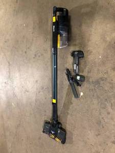 lot 31 image: Shark Pet Pro Bagless Cordless Washable Filter Stick Vacuum for Multisurface, Carpet & HardwoodWood Laminate Surfaces in Blue   Customer Returns See Pictures
