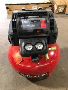lot 46 image: Porter-Cable 6 Gal. 150 PSI Portable Electric Pancake Air Compressor  Customer Returns See Pictures