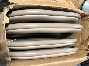 lot 6 image: National Public Seating Beige Vinyl Padded Seat Stackable Folding Chair (Set of 4)  Customer Returns See Pictures