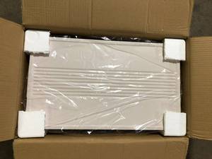lot 36 image: VECELO Storage Bins with Lid, 3 Pack Stackable Plastic Collapsible Cabinet, Foldable Organizer with Wheel and Double Door White  Customer Returns See Pictures