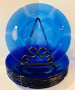 Vintage Forte Crisa Cobalt Blue Plates, Cups and Saucers