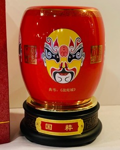 Chinese 6 Mark Brush Pot Box Opera Face Revolving Pen Holder Asian Glass