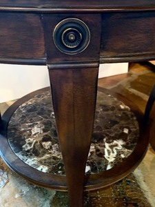 Italian Inspired Natural Stone Top Two Tiered Round Table