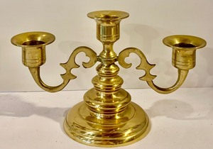 Pair of Vintage Ornate Brass Candelabra Taper Candle Holders